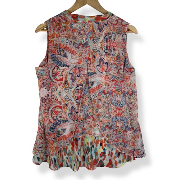 Womens Chiffon Paisley Sleeveless Top Size Small Boho Hippie Colorful Flowy - Picture 2 of 9